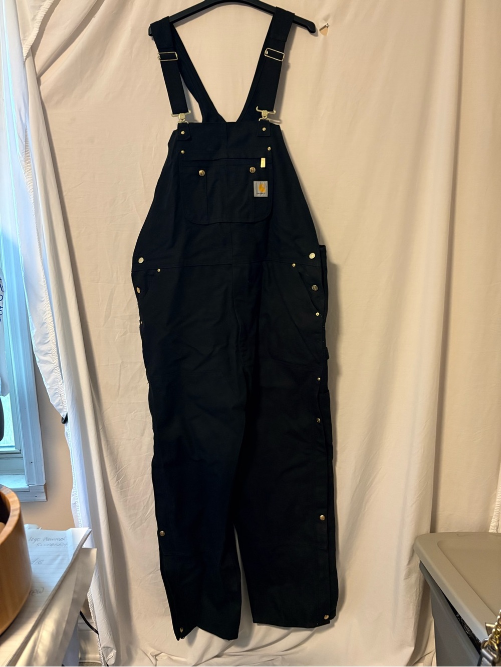 Carhartt Black Men’s Canvas Bib Loose Fit Overalls